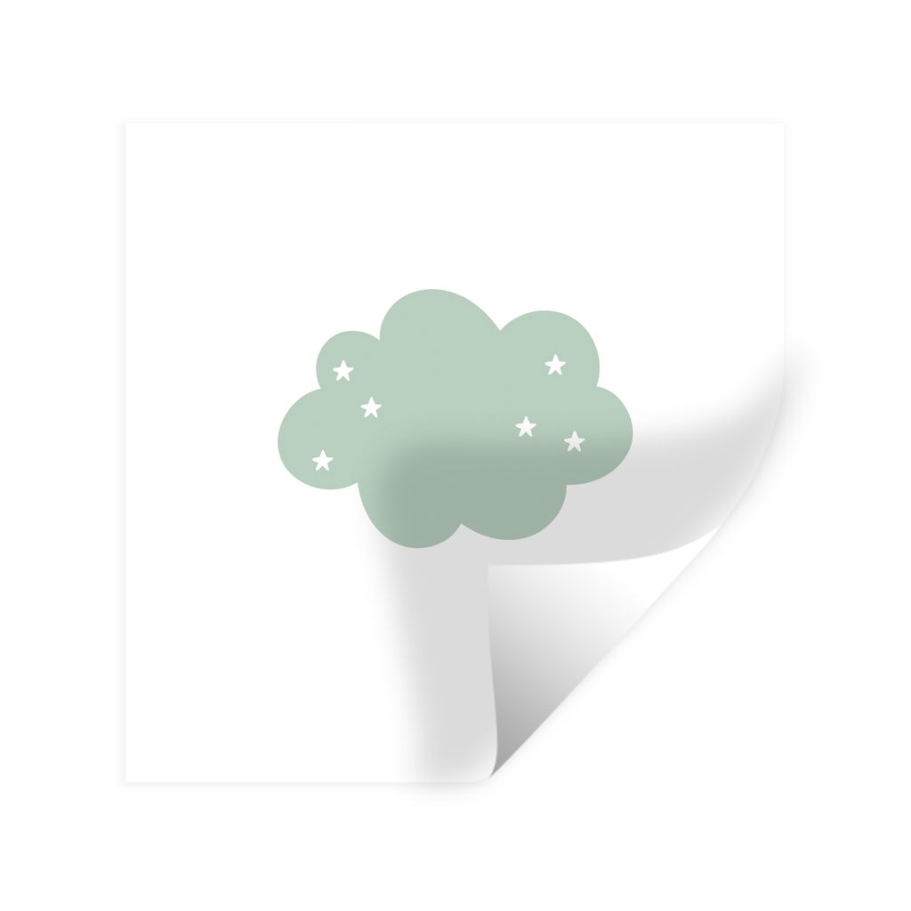 MuchoWow Wandtattoo Wandsticker Wandaufkleber Wolke - Mädchen - Jungen - Sterne - Pastell - Kind 30x30 cm Selbstklebend und Repositionierbar - R...
