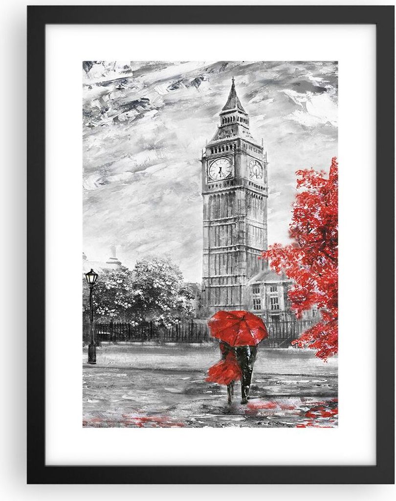 Gerahmtes Poster - Schwarzer Rahmen - London Bus - 30x40 cm Produktbild 