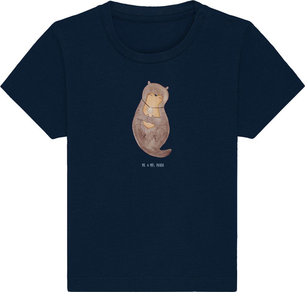 Mr. & Mrs. Panda Babyshirt Otter Muschel 24. - 36. Monat - French Navy - Geschenk, , Kinder Oberteil, Baby T-Shirt, Kurzarmshirt, Seeotter, Motivat...