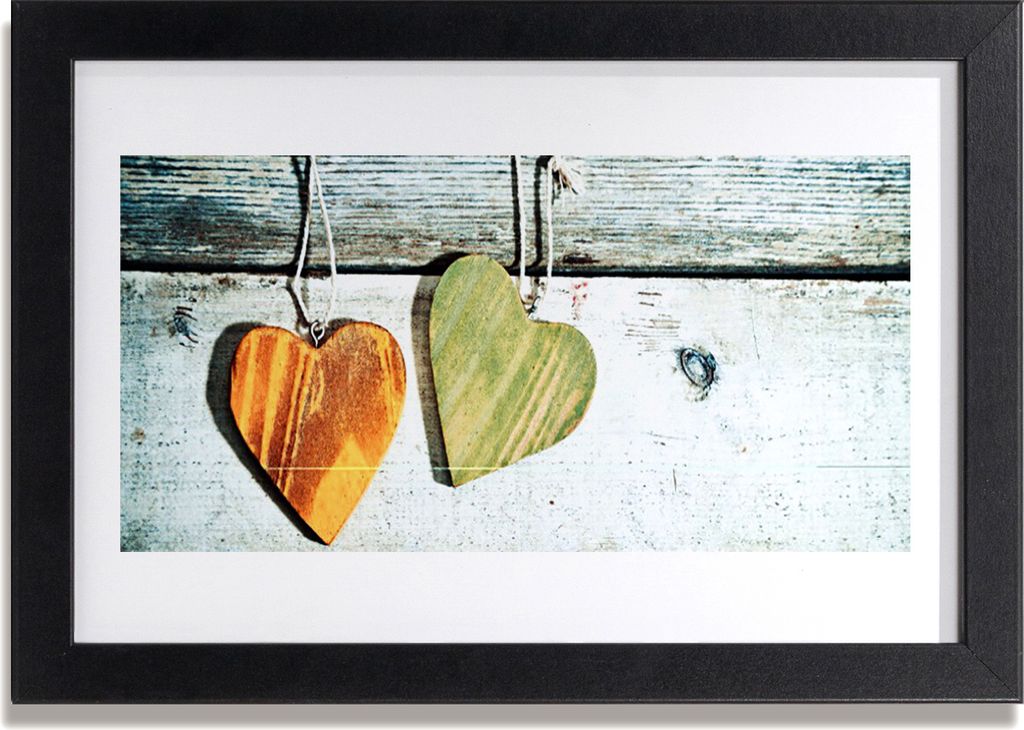 Bild 30x20 MDF-Rahmen Wandkunst Herz Wood Art
