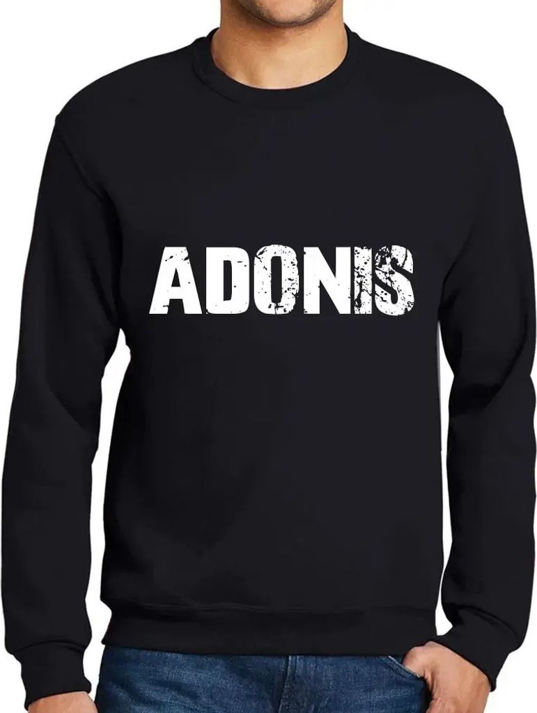 Herren Grafik Sweatshirt mit Aufdruck Adonis Öko-Verantwortlich Vintage Jahrgang Langarmshirt Pullover Lustige Druck Geburtstag Geschenk Mann