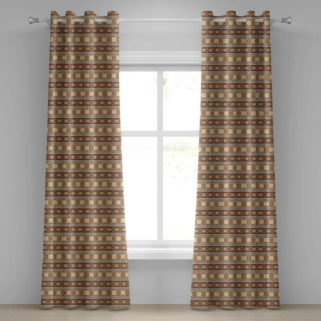 Tende Decorative ABAKUHAUS Stile Nordico Marrone Vintage 280x245cm