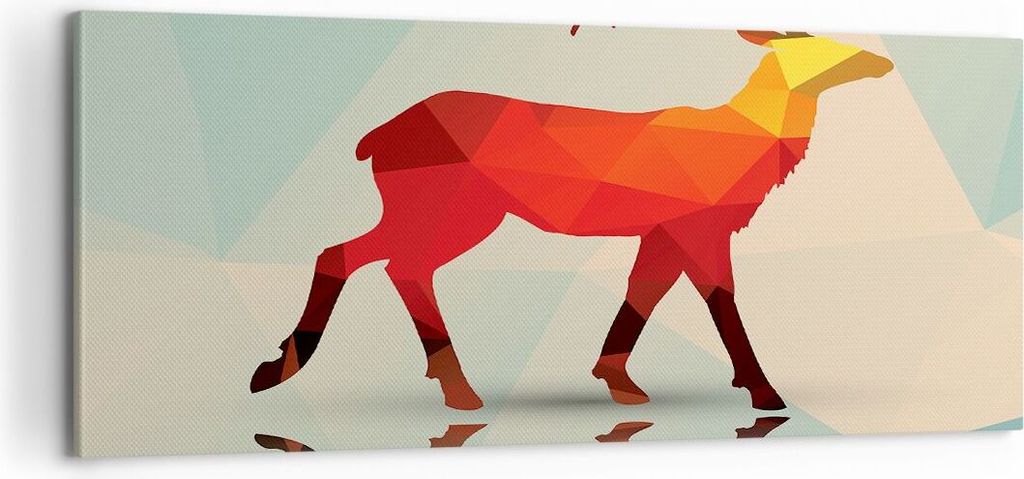 Bild auf Leinwand - Leinwandbild - Hirsch Illustration modern Grafik - 100x40cm - Wand Bild - Wanddeko - Leinwanddruck - Bilder - Kunstdruck - Lein...