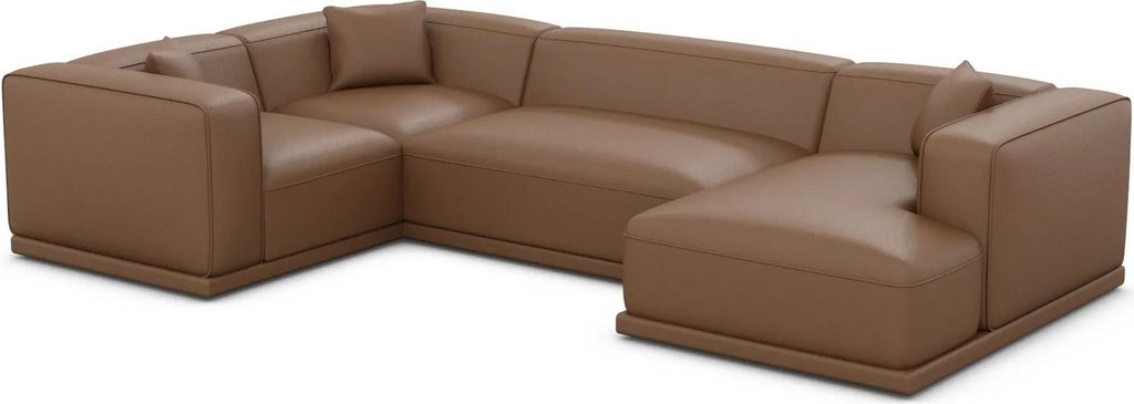 Kunstleder U-Form XL Wohnlandschaft Diora Braun Rechts