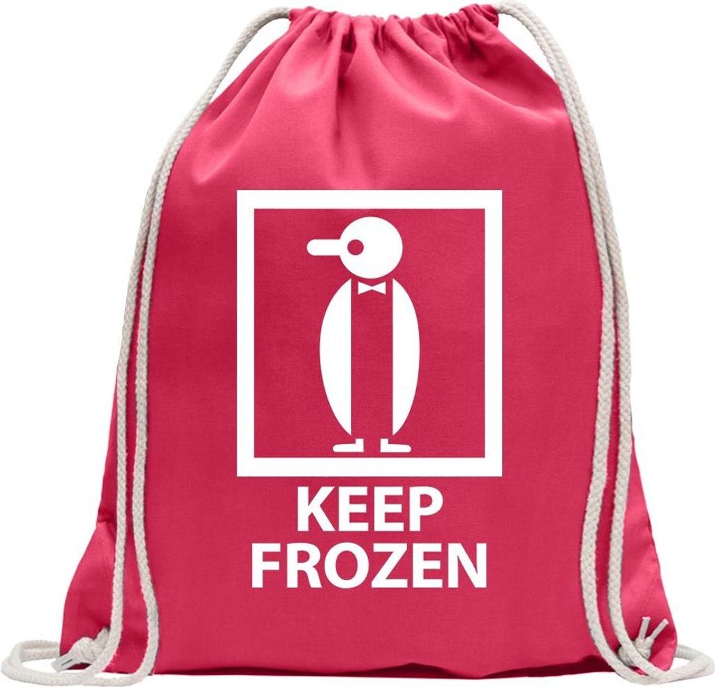 Kiwistar - Turnbeutel - pink - Keep Frozen - gefroren - Fun Rucksack Sport Beutel Gymsack Baumwolle mit Ziehgurt