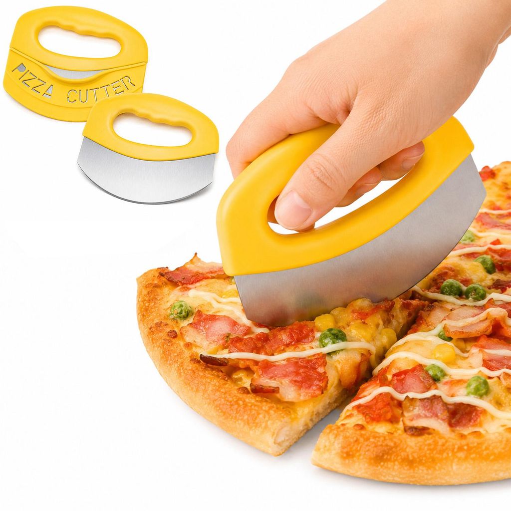 Pizzaschneider Edelstahl scharf mit Schutzkappe, ergonomischer Griff, Pizza Roller für dicke Pizza, spülmaschinengeeignet Küchenwerkzeug