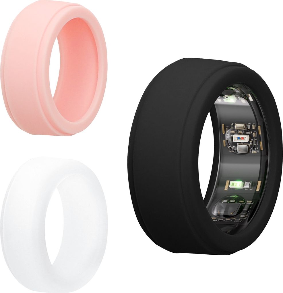 kwmobile 3x Smart Ring Protector kompatibel mit Oura Ring Gen 3 - S size 6 7 8 9 10 Hülle - Weiches Silikon Case - Schutzhülle in Schwarz Altrosa