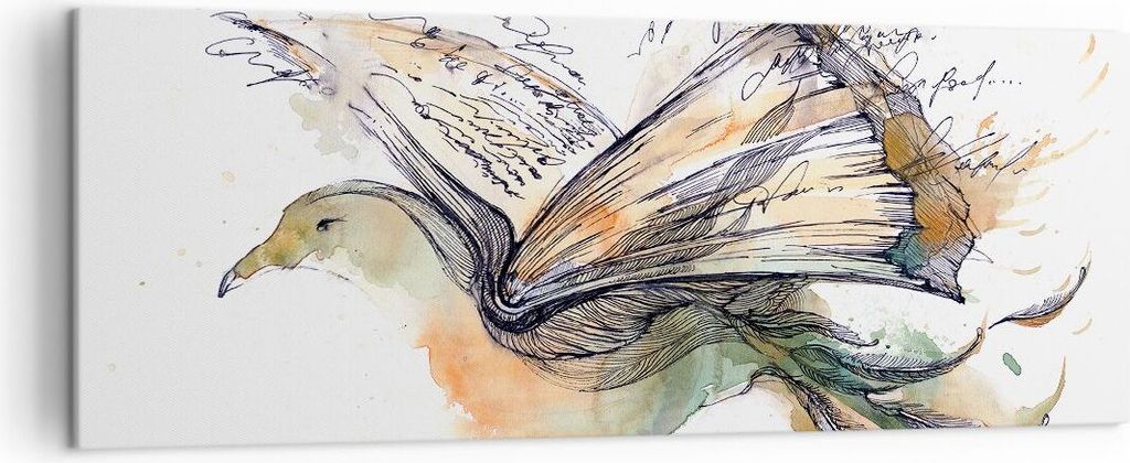 Bild auf Leinwand - Leinwandbild - Vogel Fantasie Konzept - 140x50cm - Wand Bild - Wanddeko - Leinwanddruck - Bilder - Kunstdruck - Wanddekoration ...