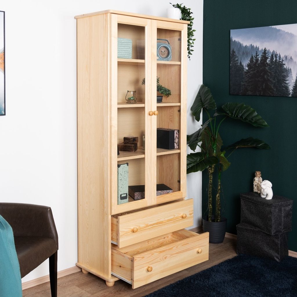 Vitrinenschrank Kiefer natur