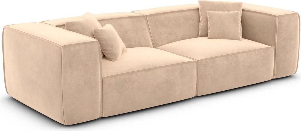 Samtstoff 3-Sitzer Couch Arelia Beige