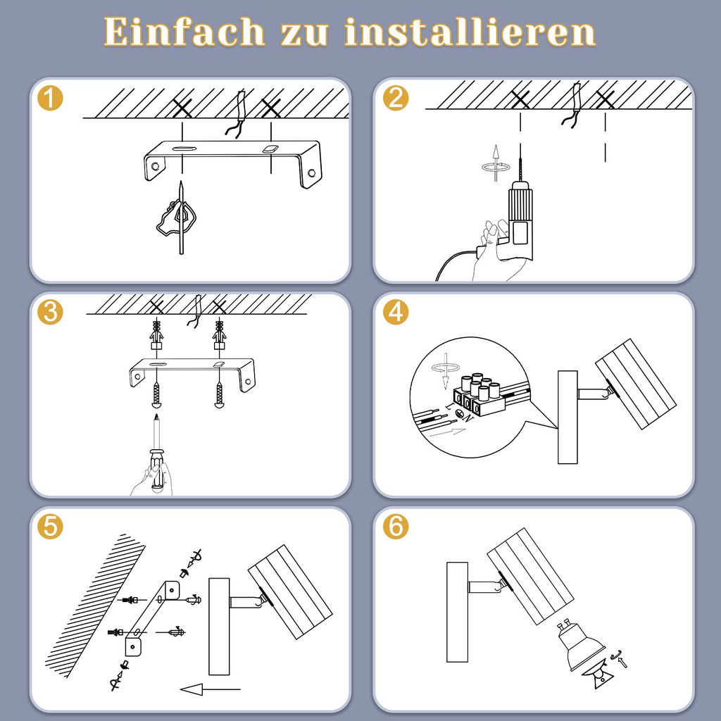 ZMH Wandleuchte innen 1 Flammig Schwarz Wandspots Wandlampe Produktbild 8