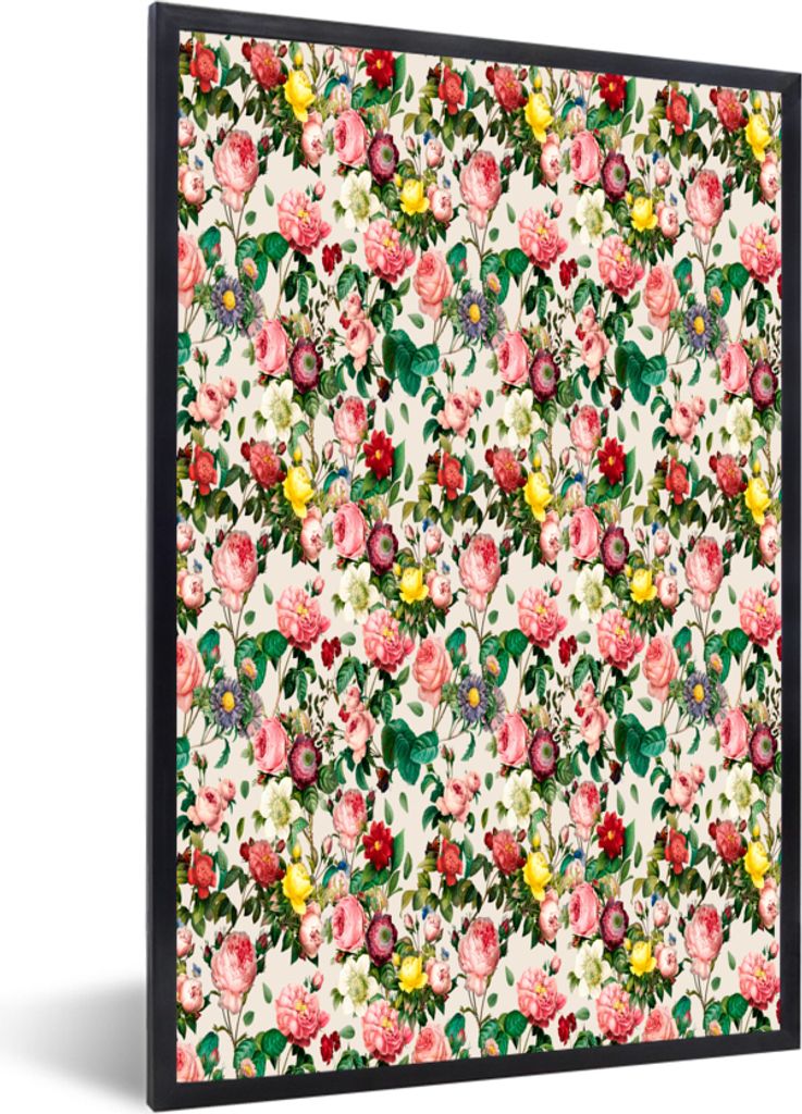 MuchoWow MuchoWow Gerahmtes Poster Blumen - Frühling - Pastell 40x60 cm - Poster mit zchwarzem Bilderrahmen - Papierdruck - Wandbilder