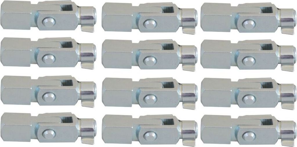 12 Stück - Gabelkopf 6x12 M6 verzinkt mit Sicherungsbolzen / ES-Bolzen und Gegenstück