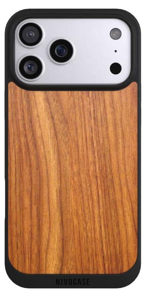 NIVOCASE Handyhülle für Apple iPhone 17 Pro Max Hülle NIVOpure Case Schwarz Holz Holzoptik Lärche