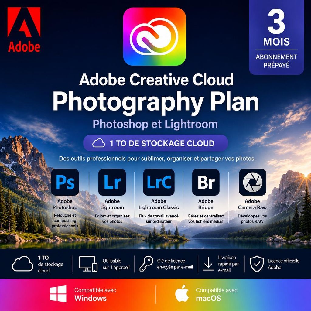 Abonnement Adobe Creative Cloud Photo de 3 mois | 1 To de Image du produit 