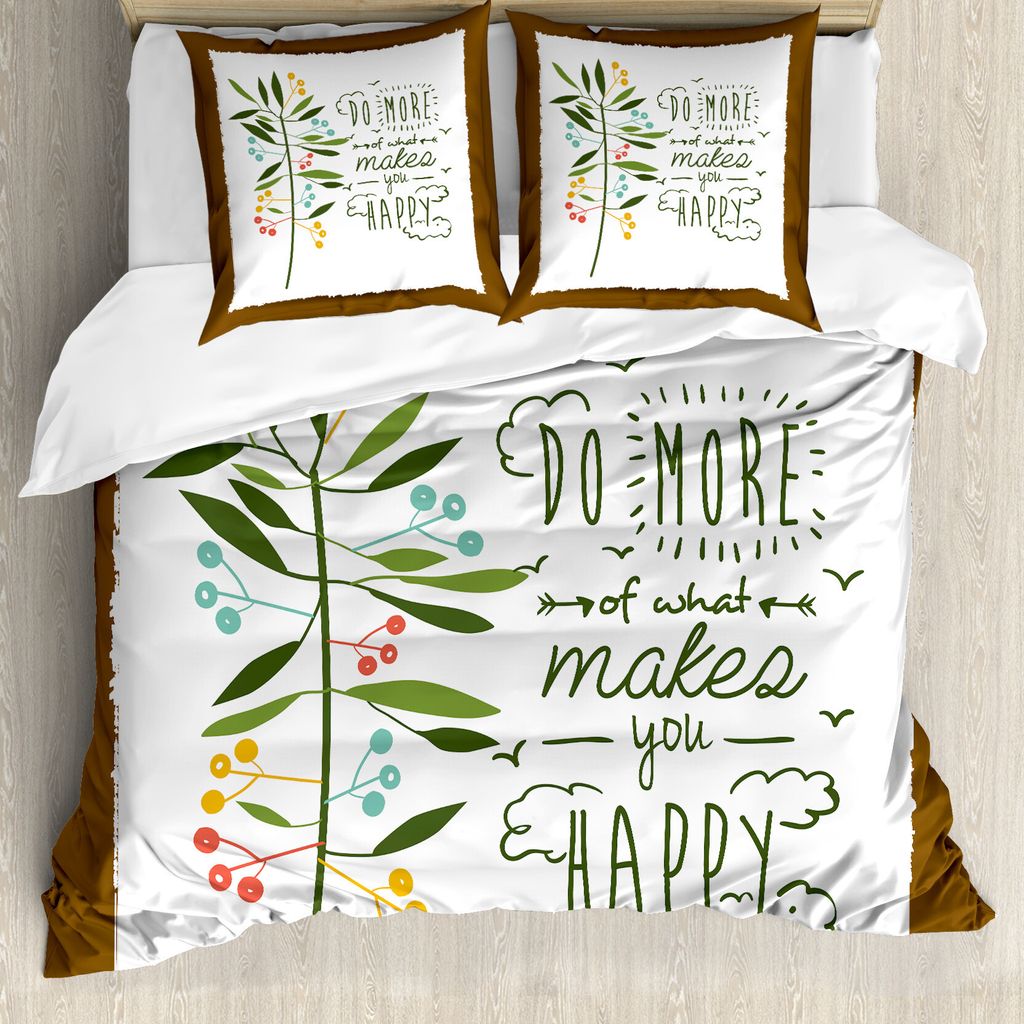 ABAKUHAUS Zitate Bettbezugs Set Für Doppelbetten, Achtsamkeit Fliegende Vögel, Milbensicher Allergiker geeignet mit Kissenbezügen, Wald