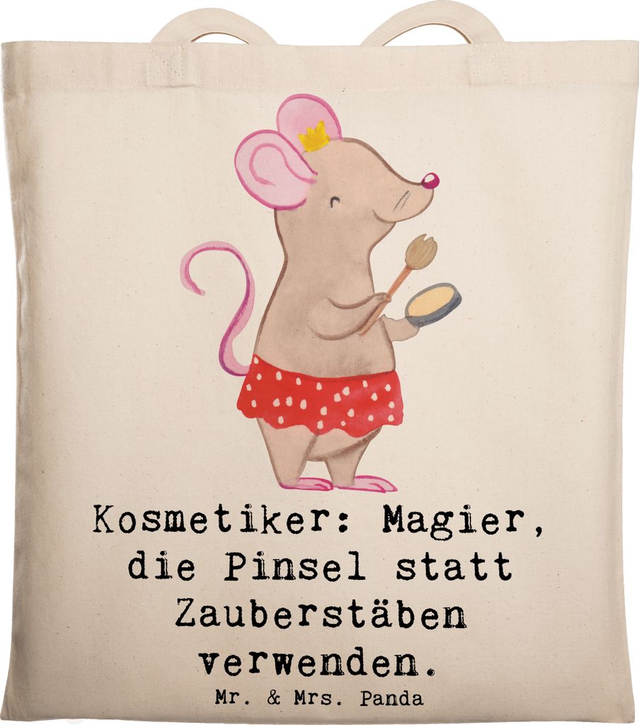 Mr. & Mrs. Panda Stoffbeutel Kosmetiker Magie - Transparent - Geschenk, Tasche, Make-up, Berufsliebe, Berufsalltag, Pinsel, Uni, individuelle Behan...