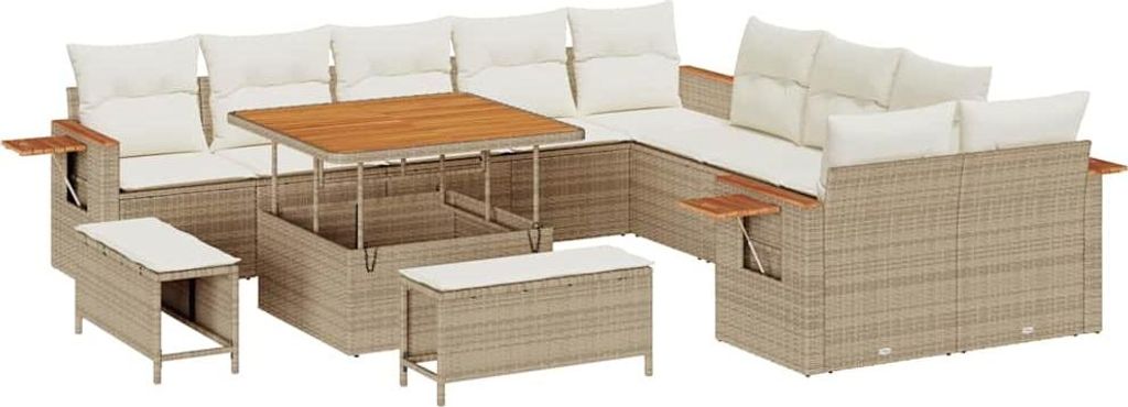 vidaXL Gartensofa-set mit Kissen 13 pcs Beige und Creme
