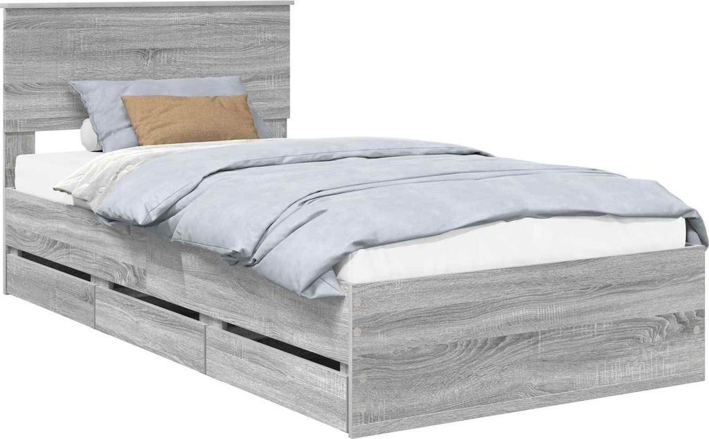 vidaXL Bettrahmen Graues Sonoma 100 x 200 cm Ingenieurs Holz