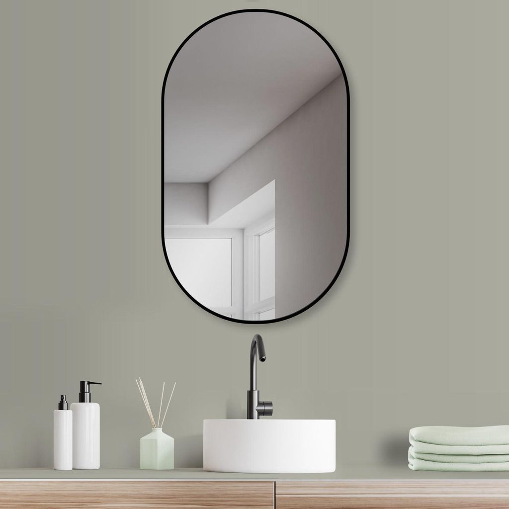 HOKO Miroir mural ovale avec cadre métallique 45x75 cm Image du produit 