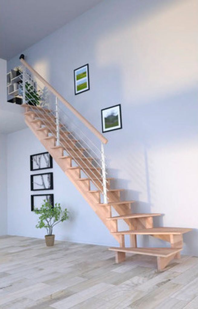 Pertura Wangentreppe Atanas Buche Leimholz Unbehandelt Ohne Setzstufen Seitenwange buche 1/4-gewendelt unten links 80 cm