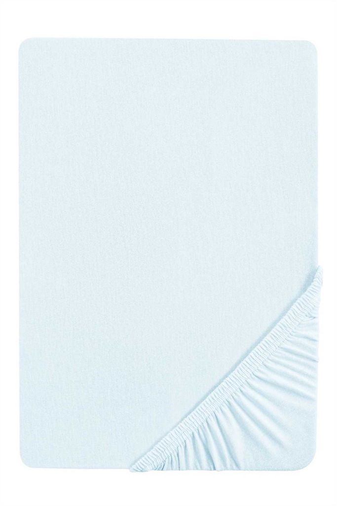 biberna Spannbettlaken 90x200cm (90x190cm bis 100x200cm), Spannbetttuch Stretch Feinjersey, hell-blau ciel