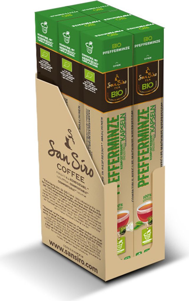 San Siro Bio Pfefferminz-Tee - CO2 neutral produziert - nachhaltig und umweltfreundlich - 60 Kapseln