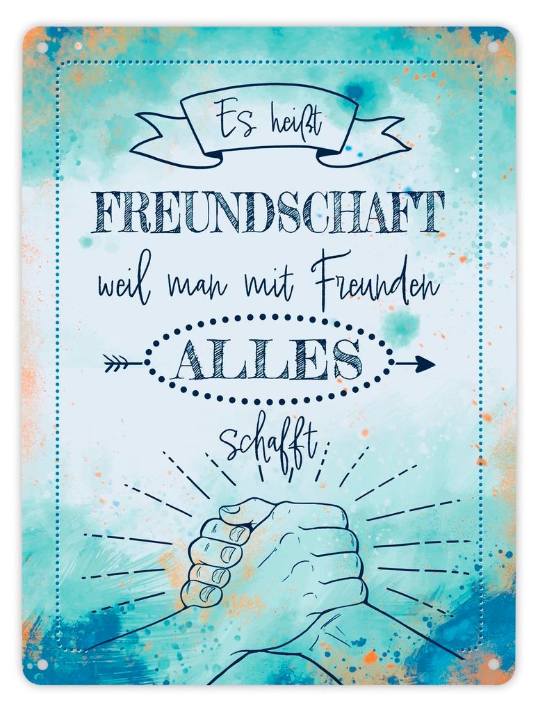 Freundschaft Metallschild XL in 21x28 cm mit tollem Spruch
