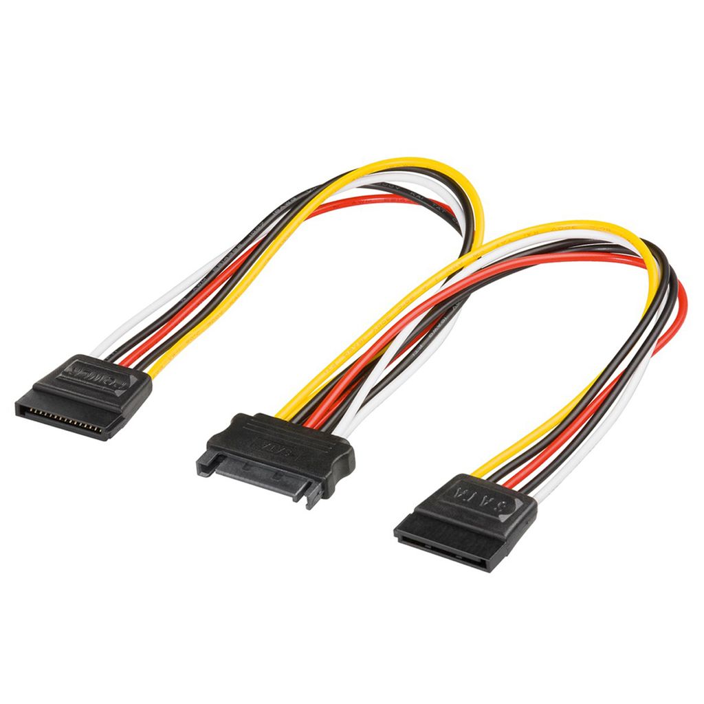 Two SATA power splitter cables are shown against a white background.