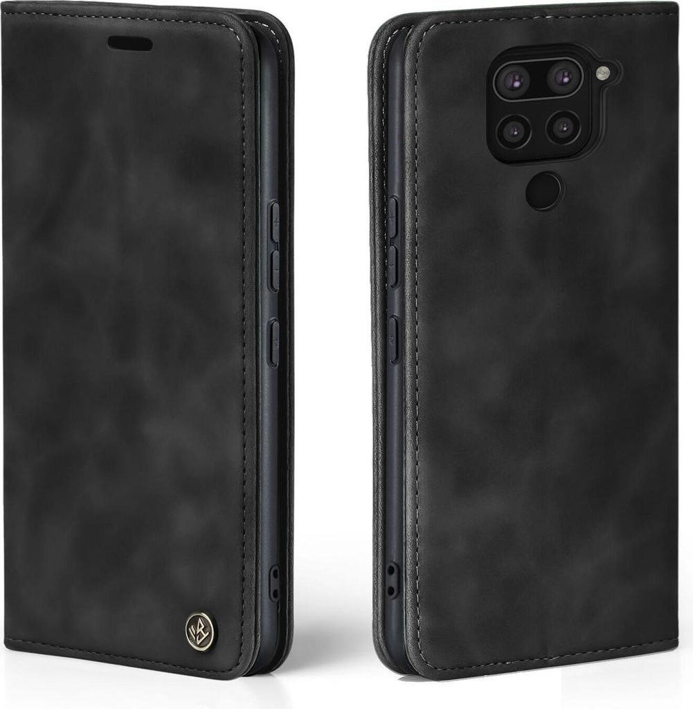 Handy Hülle für Xiaomi Redmi Note 9 Klapphülle Bookcase Flip Cover Handy Tasche Etui Farbe: Schwarz
