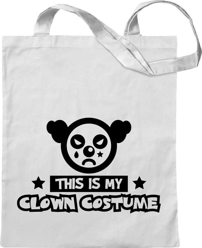 Kiwistar - Baumwolltasche - weiss - This is My Clown Costume - Tragetasche Stoffbeutel Umhängetasche Langer Henkel