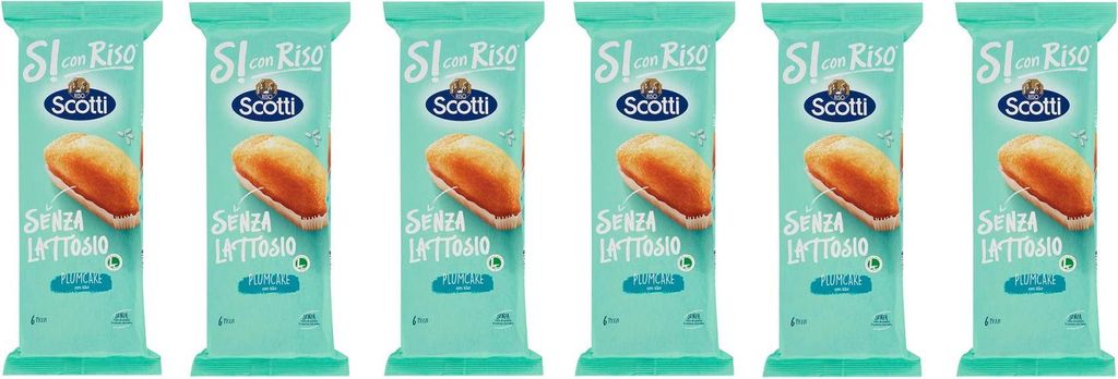 6x Riso Scotti PlumCake con Riso Senza Lattosio Pflaumenkuchen mit Reis laktosefrei ( 6 x 31,7g ) 190g kuchen ohne Palmöl ohne Milchproteine