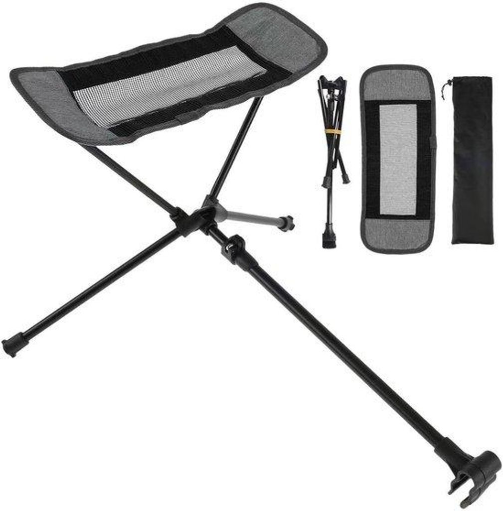 Luftige Outdoor-Möbel-Set mit Faltstuhl, Strandliege und Fußbank, bequem für Wandern, Angeln und Strandbesuche, 1 Stück, grau