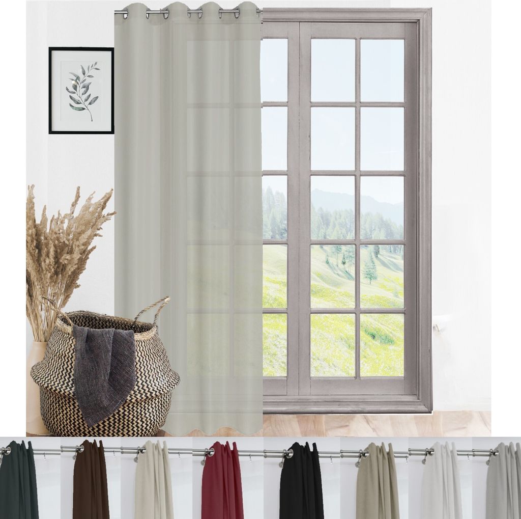 Ösenschal Blickdicht Ösenvorhang Ösengardine Gardine Gardinen Ösen Vorhang Vorhänge Cream 1 Stück 140cm(B) x 245cm(L)