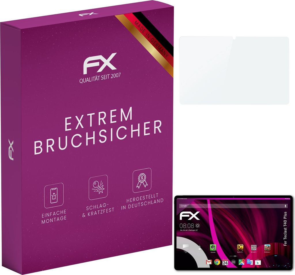 atFoliX FX-Hybrid-Glass Displayfolie kompatibel mit Teclast T40 Plus Glasfolie