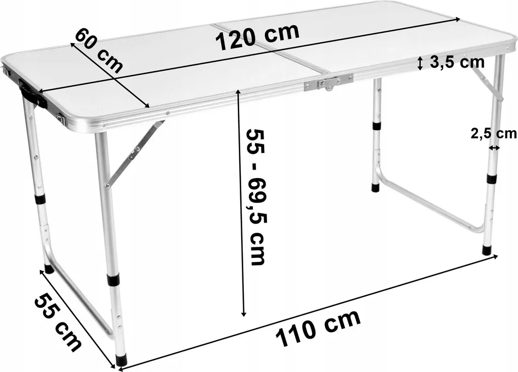 Table pliante camping TRIP 120 cm Blanc Structure Aluminium Résistante - 2