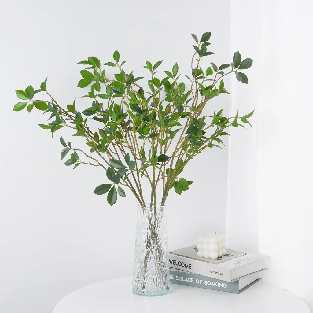 Lot de 6 branches de ficus artificielles avec feuilles d'eucalyptus 60cm