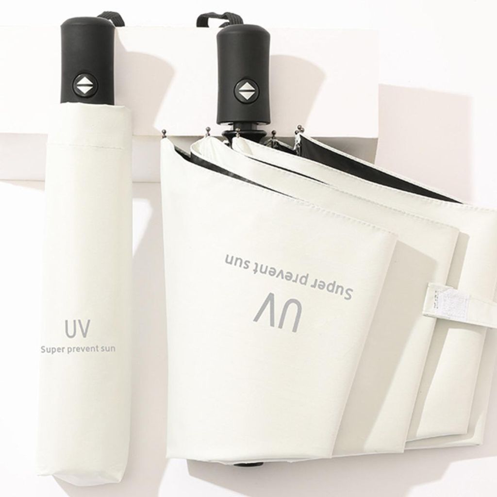 INF Automatik-Taschenschirm mit UV-Schutz Weiß Produktbild 