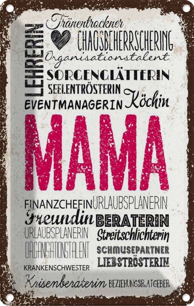 vianmo Blechschild 30x20 cm Mama Lehrerin Freundin Köchin Spruch Zitat