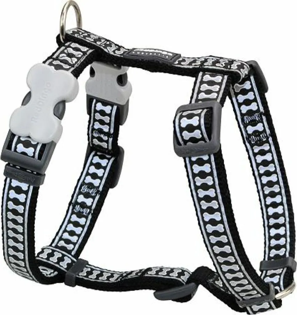 Harnais Chien Réglable Noir 30-48 cm Idéal Sorties Urbaines et Nuit