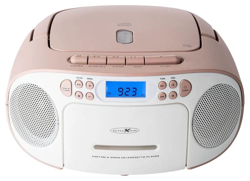 Reflexion RCR2260 Boombox blanc et rose - Radio CD portable stéréo