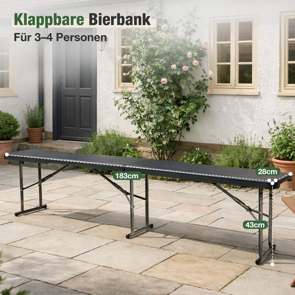Outsunny 2er Set Bierzeltbank Klappbank 2 Personen 182cm Outsunny 2er Set Bierzeltbank Klappbank 2 Personen 182cm