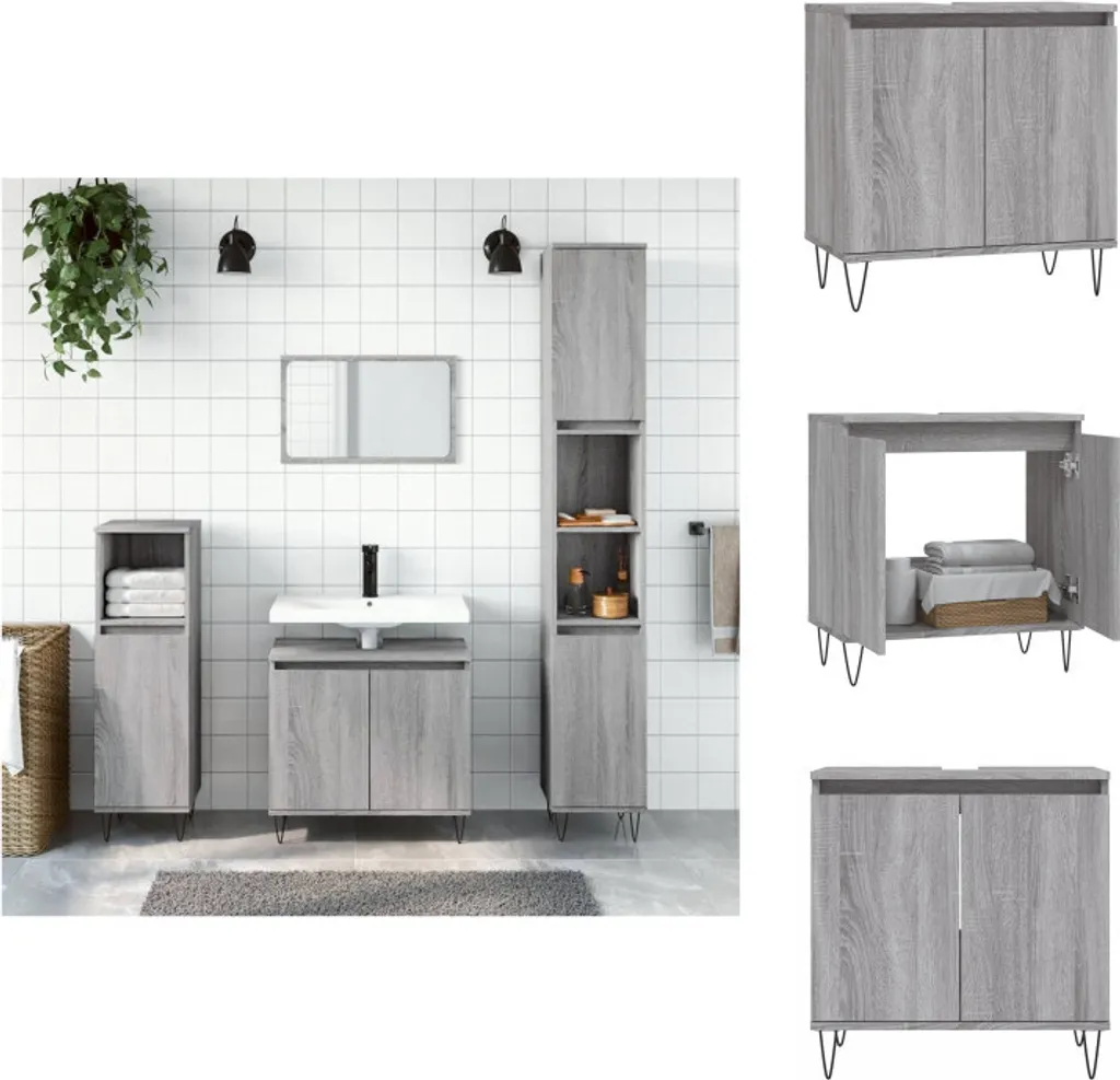 Mobile Sottolavabo vidaXL Grigio Sonoma | Legno Ingegnerizzato 58x33x60