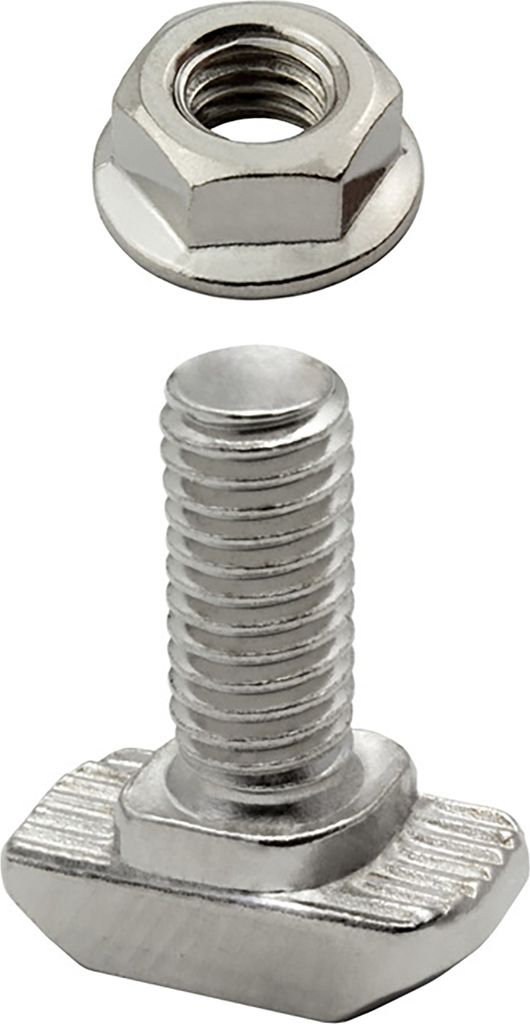 KLAK 40 - Hammerkopfschraube T-Schraube M6 20mm Nut 8 Aluprofil 40-er 1 Stück + Mutter