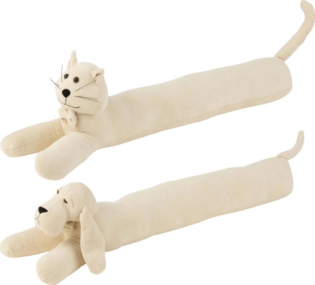 J-Line Coupe-courant d'air Chien et Chat Boucle Écru 2 Modèles Assortis