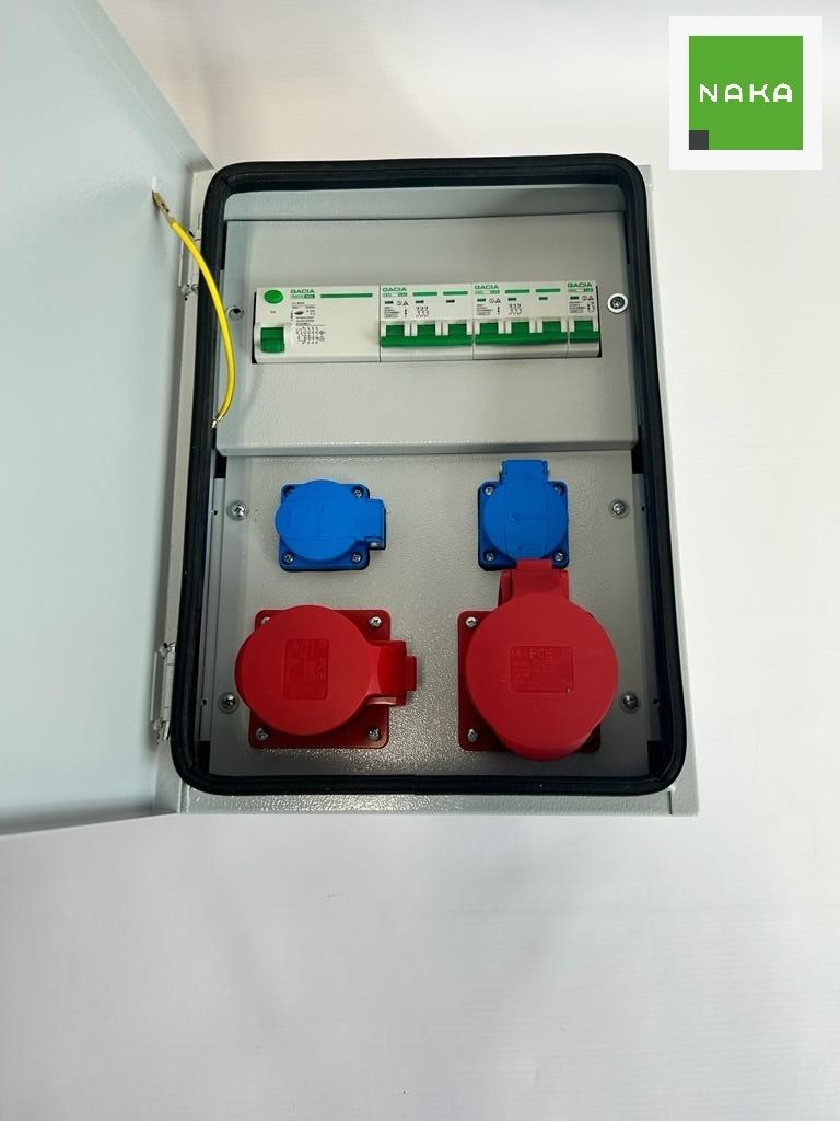 IP54 Metall Stromverteiler Wandverteiler CEE 32A 16A 2x230V mit Sicherungen FI 94V-1