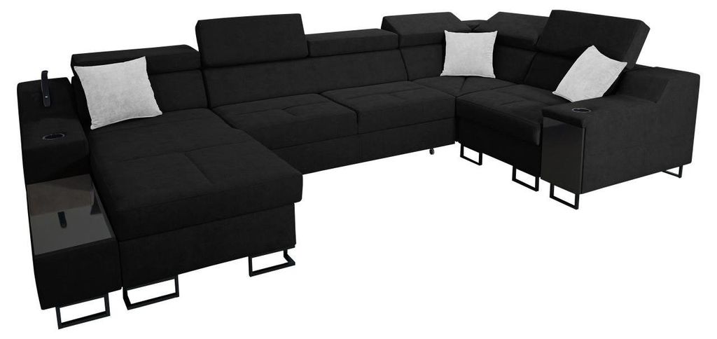 MIRJAN24 Ecksofa Alicante IV Mini, Schlaffunktion und Bettkasten, Lampe mit USB-Anschluss, L-Form Polsterecke (Uttario Velvet 2980 + Uttario Velvet...