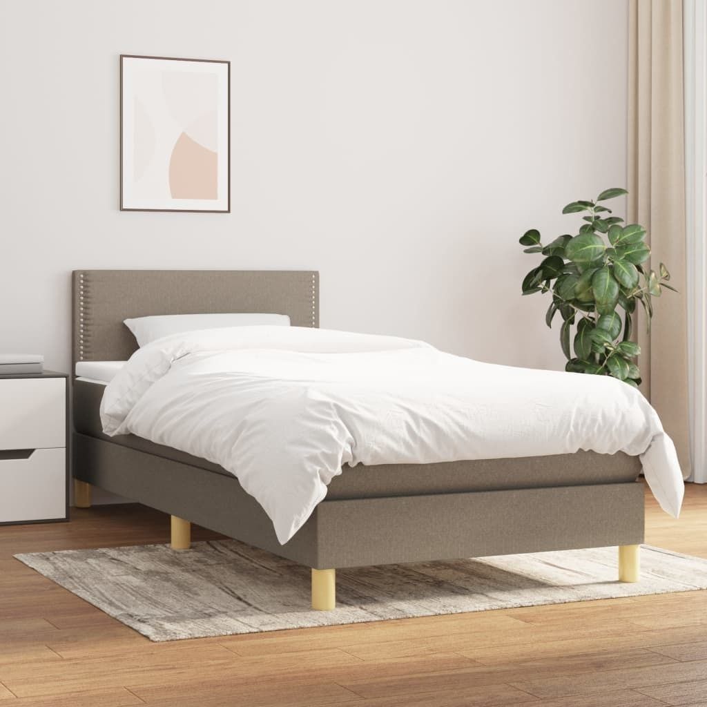 The Living Store Boxspringbett mit Matratze Taupe 90x200 cm Stoff