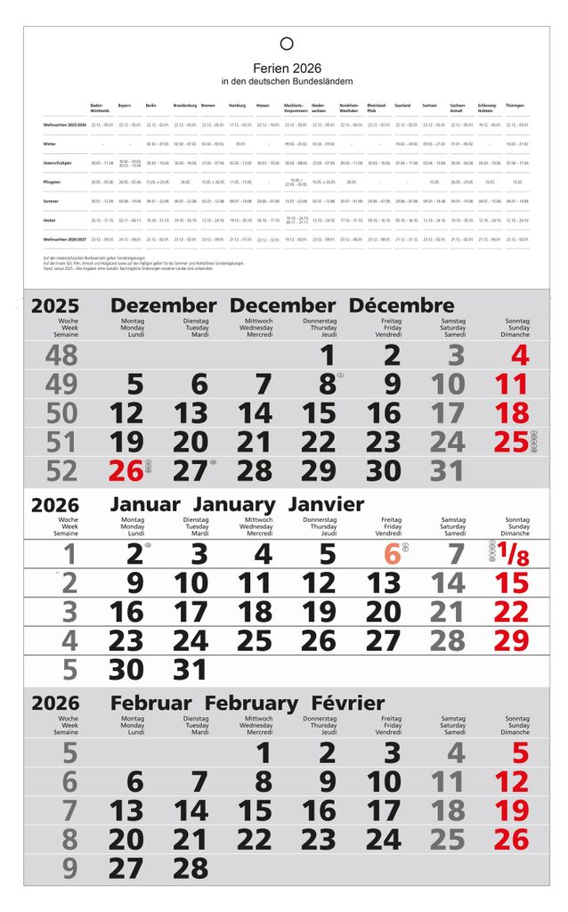 2026 Güss 3-Monatskalender 49x30cm Produktbild 