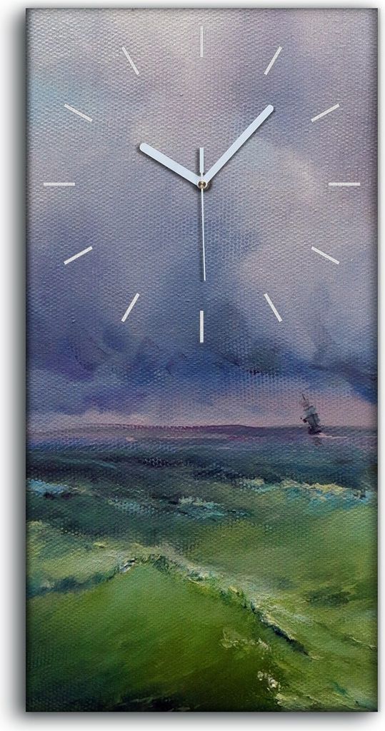 Dekor Leinwand Uhr Wandbilder Geräuschlos Kunstdruck 30x60 Ölgemälde Ozean Meer - weiße Hände